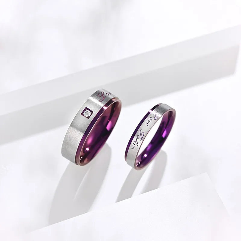 Stainless Steel Purple "Love Token" Couple Rings